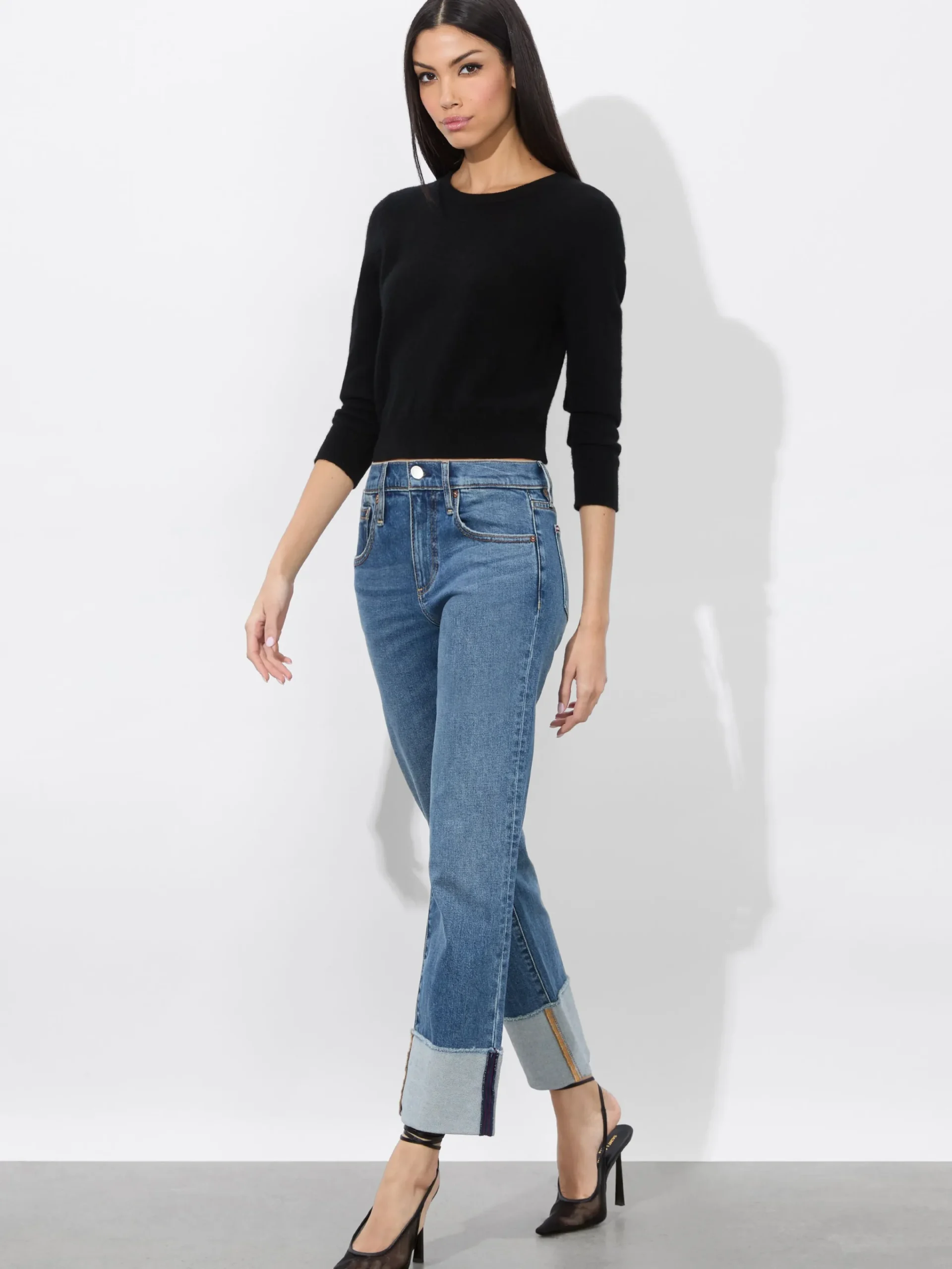 Alice and Olivia JEANS*ABILENE CUFFED JEAN BLACK