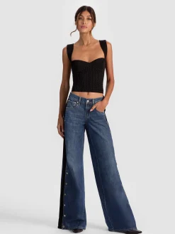 Alice and Olivia CROP TOPS*ADRIANNA KNIT CORSET BLACK