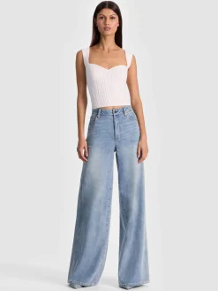 Alice and Olivia CROP TOPS*ADRIANNA KNIT CORSET BLACK