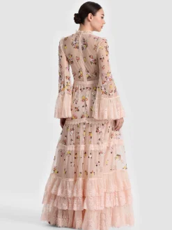 Alice and Olivia MAXI*ALLEGRA EMBELLISHED LACE MAXI GOWN