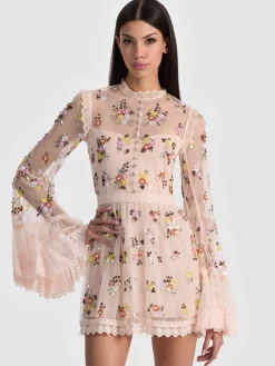 Alice and Olivia MINI*ALLEGRA EMBELLISHED LACE MINI GOWN