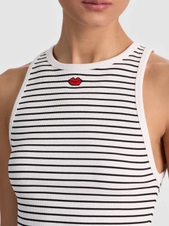 Alice and Olivia TANKS*ALLEN EMBROIDERED TANK TOP BROOKLYN BLUE