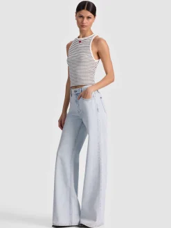 Alice and Olivia TANKS*ALLEN EMBROIDERED TANK TOP BROOKLYN BLUE