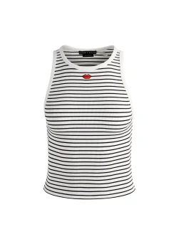 Alice and Olivia TANKS*ALLEN EMBROIDERED TANK TOP BROOKLYN BLUE