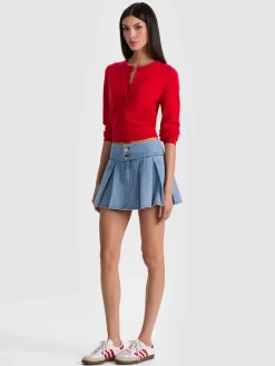Alice and Olivia MINI*AMY DENIM MINI SKIRT BLACK