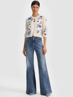 Alice and Olivia CARDIGANS*ANDERSON CROCHET CARDIGAN BUTTER/ECRU