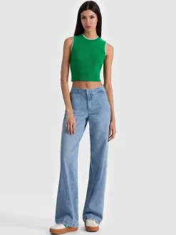 Alice and Olivia PULLOVERS*ARACELI TWO TONE CASHMERE TANK