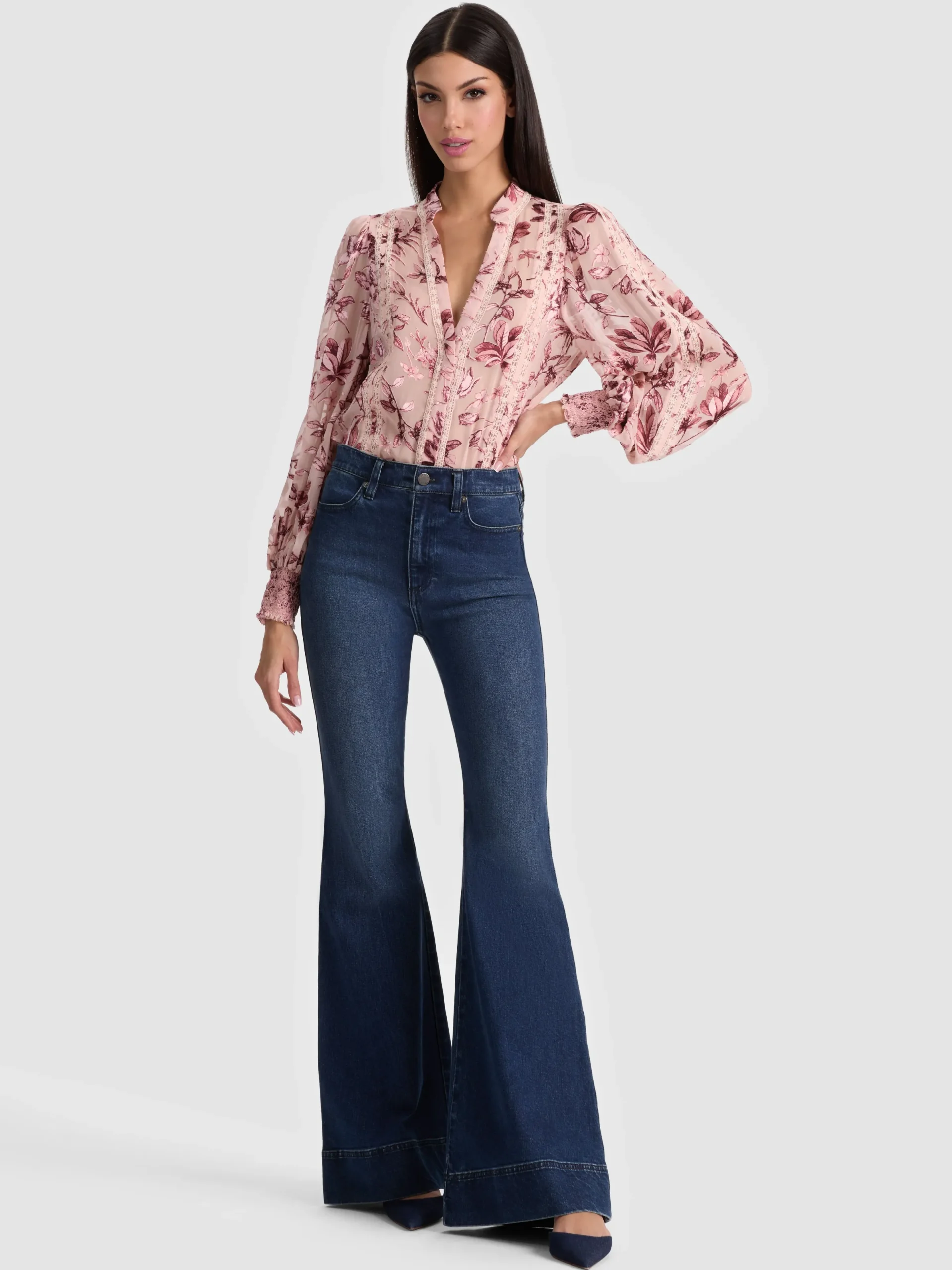 Alice and Olivia BLOUSES*ARLETTE BLOUSE MYSTIC GARDEN ENGLISH ROSE