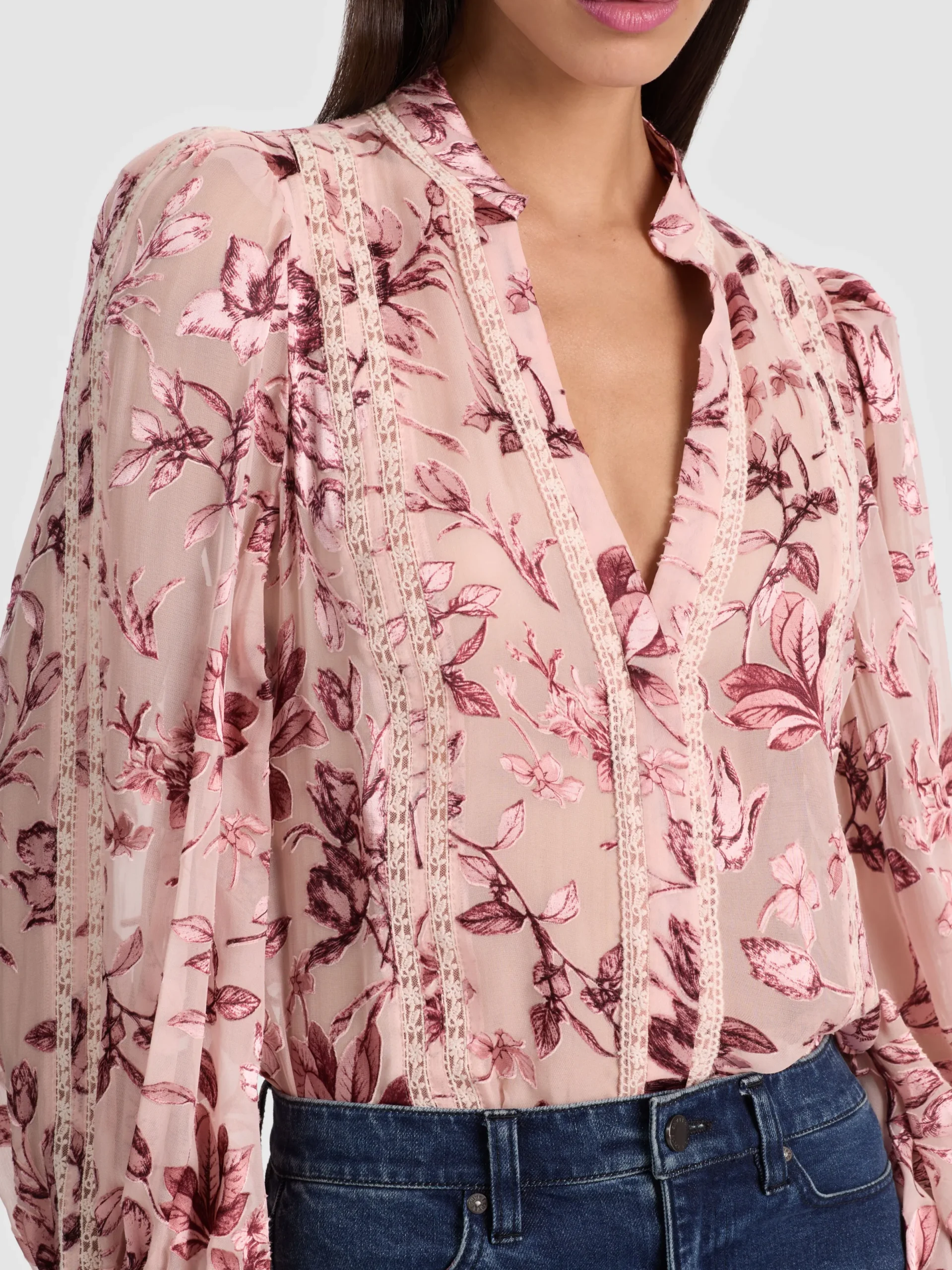 Alice and Olivia BLOUSES*ARLETTE BLOUSE MYSTIC GARDEN ENGLISH ROSE