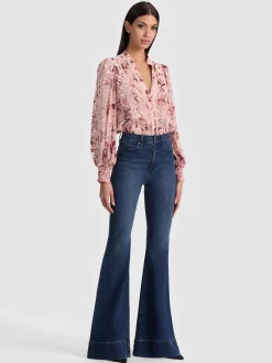 Alice and Olivia BLOUSES*ARLETTE BLOUSE MYSTIC GARDEN ENGLISH ROSE