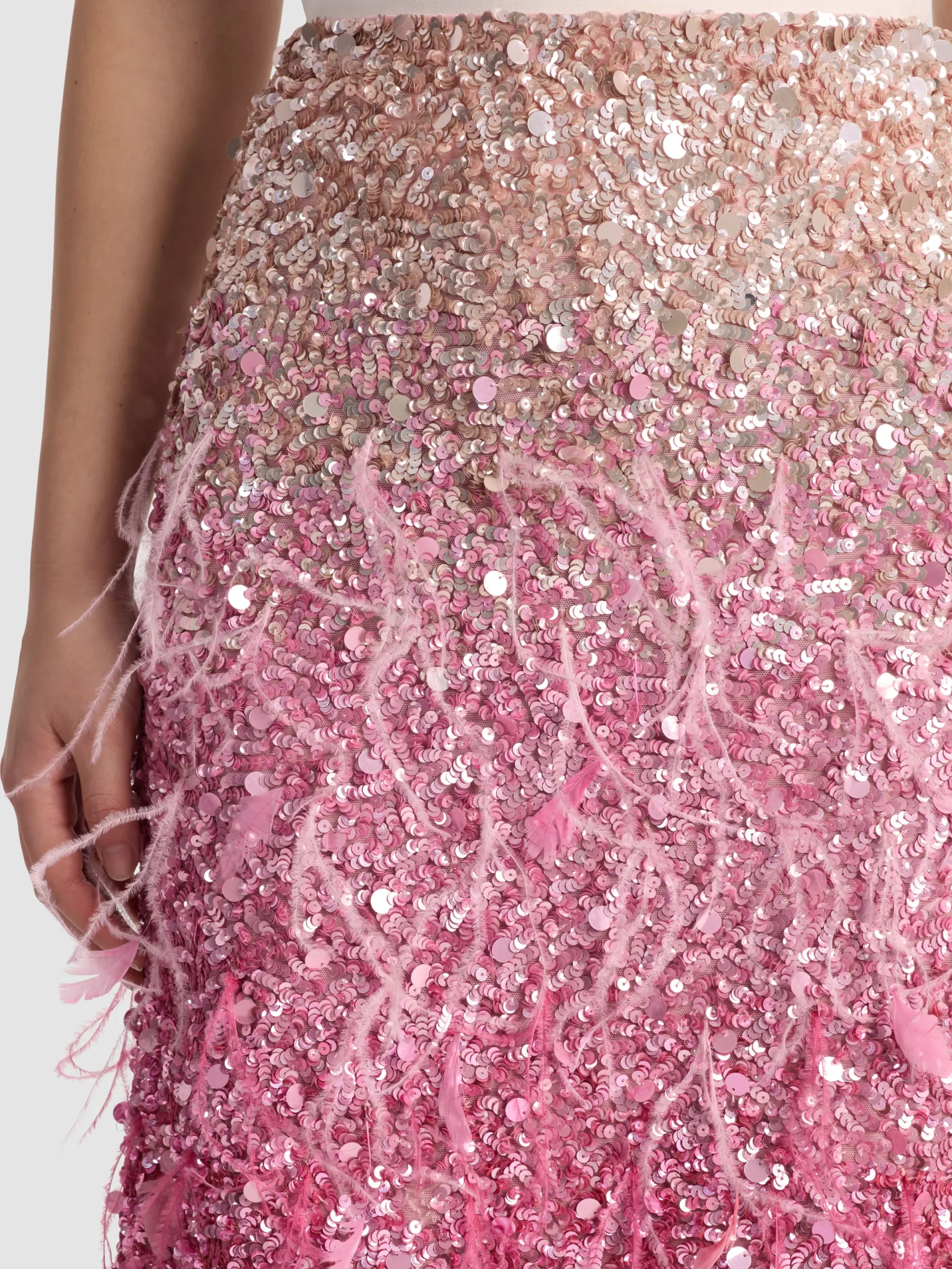 Alice and Olivia MAXI*ASHTON FEATHERED SKIRT BLACK