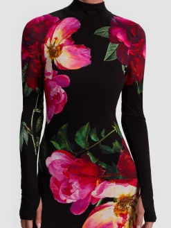 Alice and Olivia MAXI*AUGUSTA OPEN BACK MAXI DRESS EMPRESS BLOOM OFF WHITE