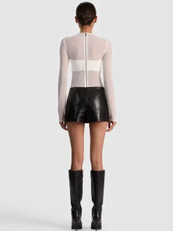 Alice and Olivia BODYSUITS*BANDEAU LONG SLEEVE BODYSUIT BLACK