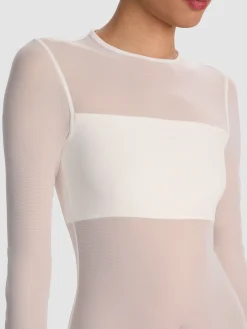 Alice and Olivia BODYSUITS*BANDEAU LONG SLEEVE BODYSUIT BLACK