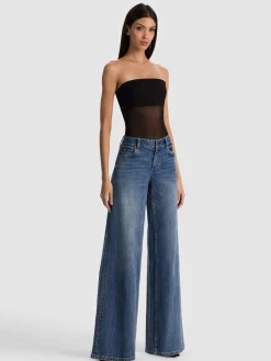 Alice and Olivia BODYSUITS*BANDEAU STRAPLESS BODYSUIT OFF WHITE