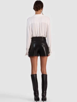 Alice and Olivia SHORTS*BAYLOR VEGAN CORSET SHORT BLACK