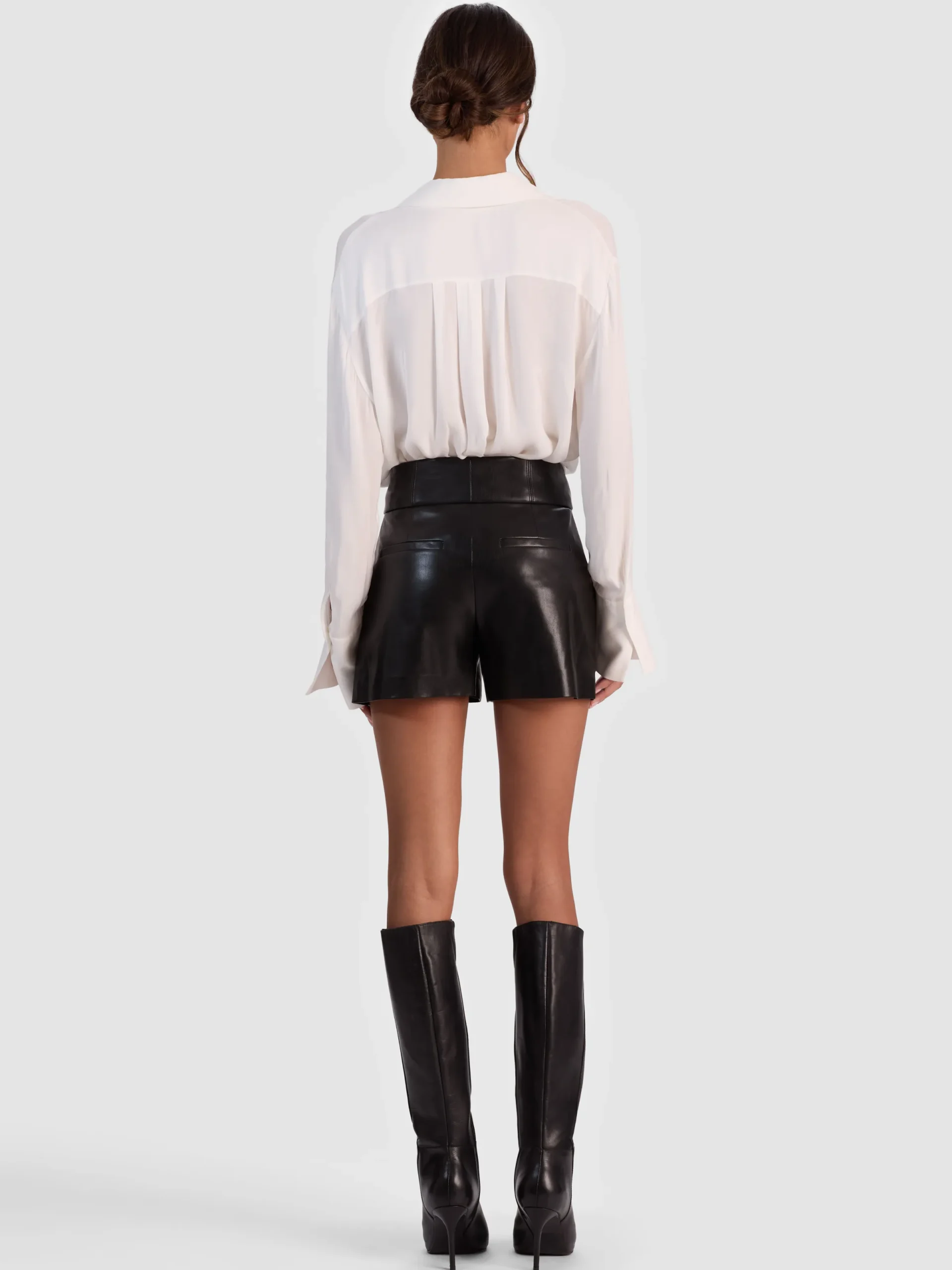 Alice and Olivia SHORTS*BAYLOR VEGAN CORSET SHORT BLACK