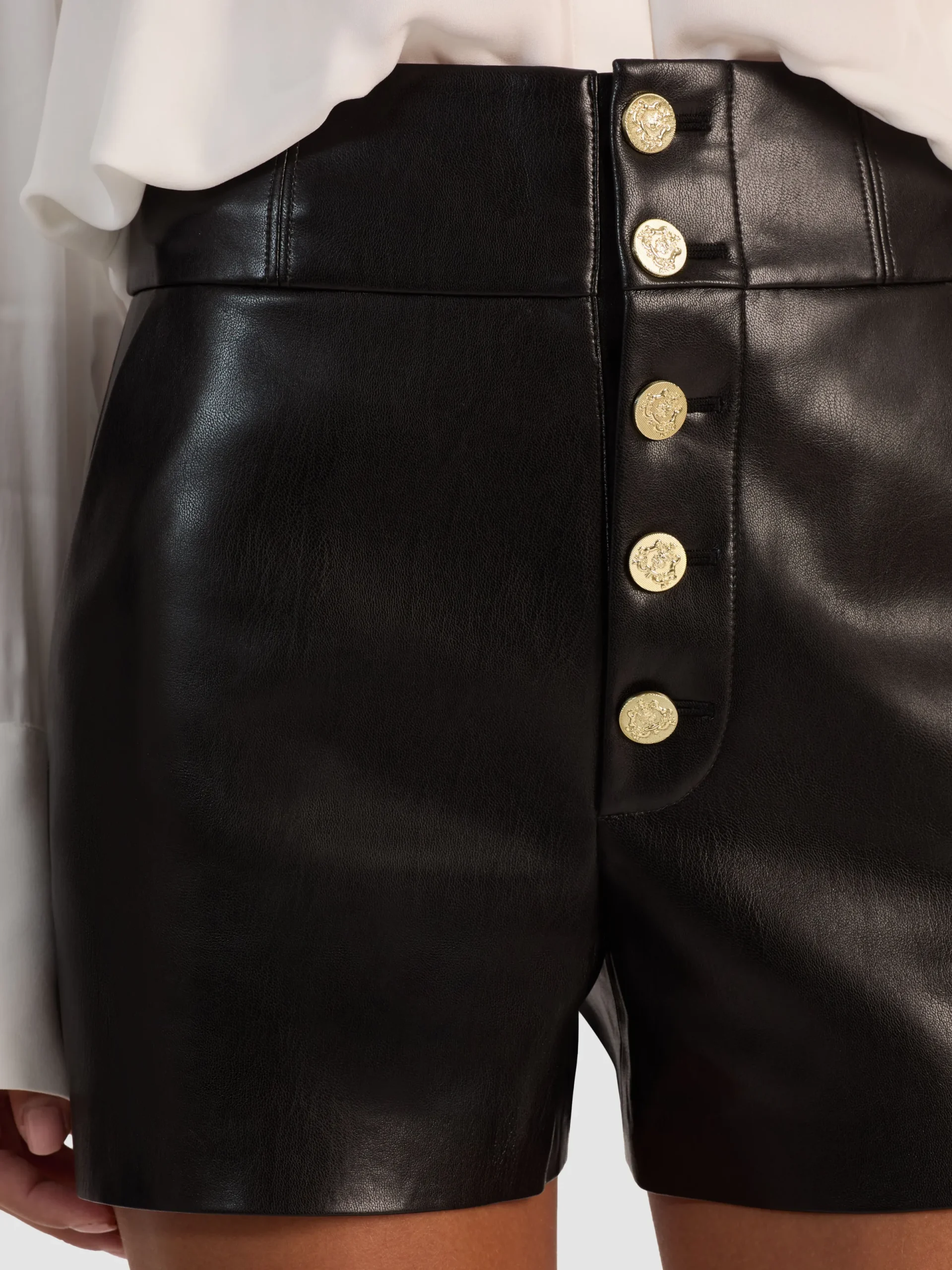 Alice and Olivia SHORTS*BAYLOR VEGAN CORSET SHORT BLACK