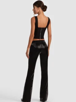Alice and Olivia VEGAN*BELLA VEGAN BOOTCUT PANT DARK OLIVE