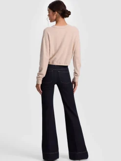 Alice and Olivia PULLOVERS*BERNETTA CROPPED CASHMERE PULLOVER CAROLINA BLUE