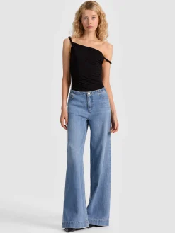 Alice and Olivia BODYSUITS*BIANCA TWISTED BODYSUIT MOCHA