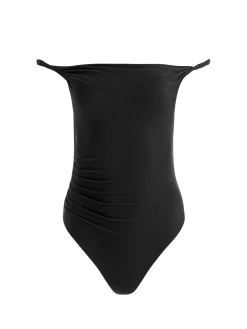 Alice and Olivia BODYSUITS*BIANCA TWISTED BODYSUIT MOCHA