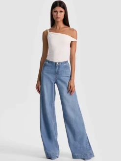 Alice and Olivia BODYSUITS*BIANCA TWISTED BODYSUIT MOCHA