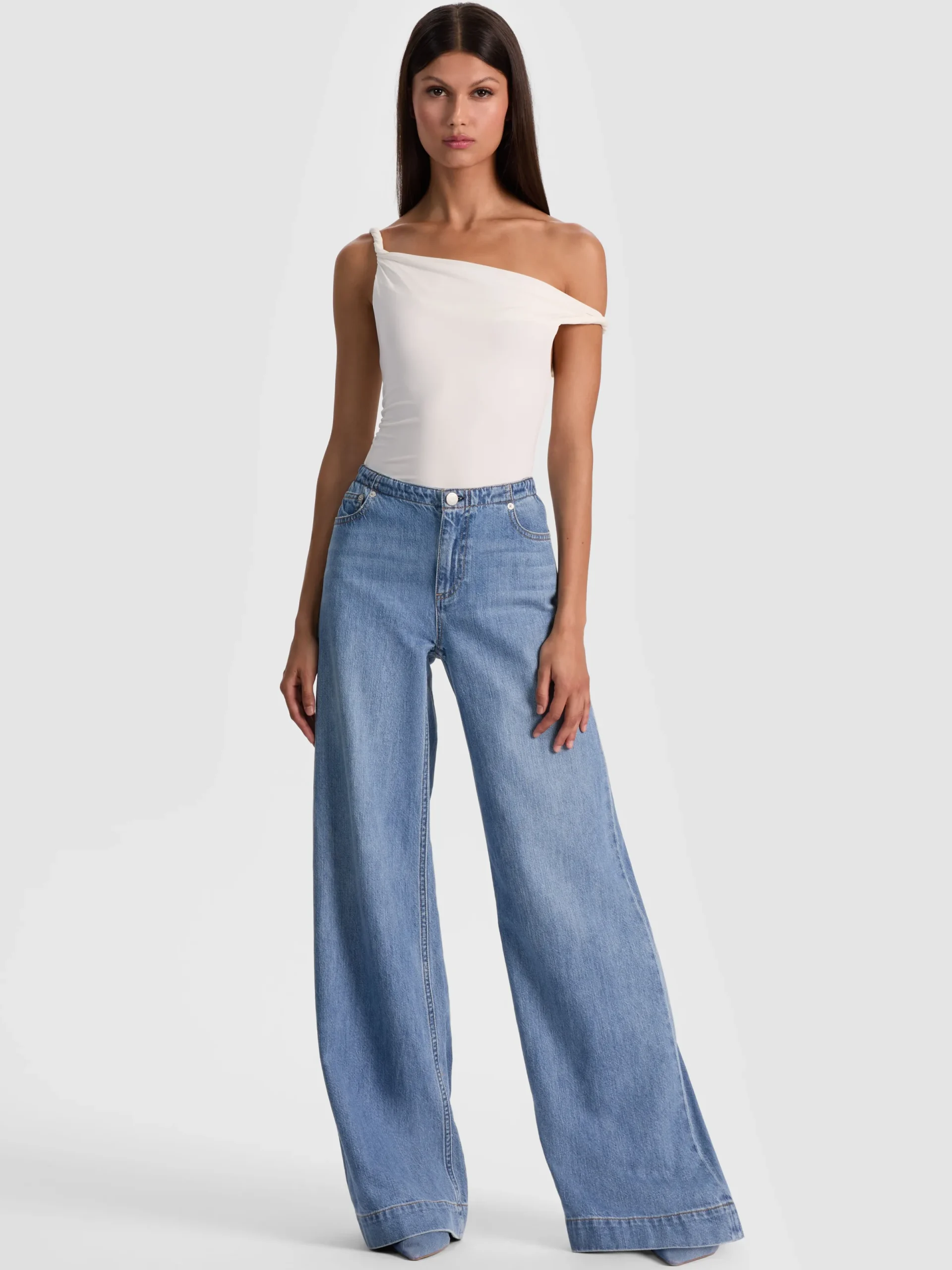 Alice and Olivia BODYSUITS*BIANCA TWISTED BODYSUIT MOCHA