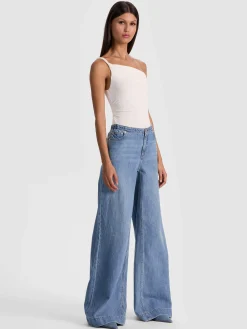 Alice and Olivia BODYSUITS*BIANCA TWISTED BODYSUIT MOCHA