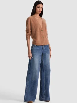 Alice and Olivia CARDIGANS*BRADLEY CASHMERE CARDIGAN GREY MINERAL