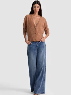 Alice and Olivia CARDIGANS*BRADLEY CASHMERE CARDIGAN GREY MINERAL