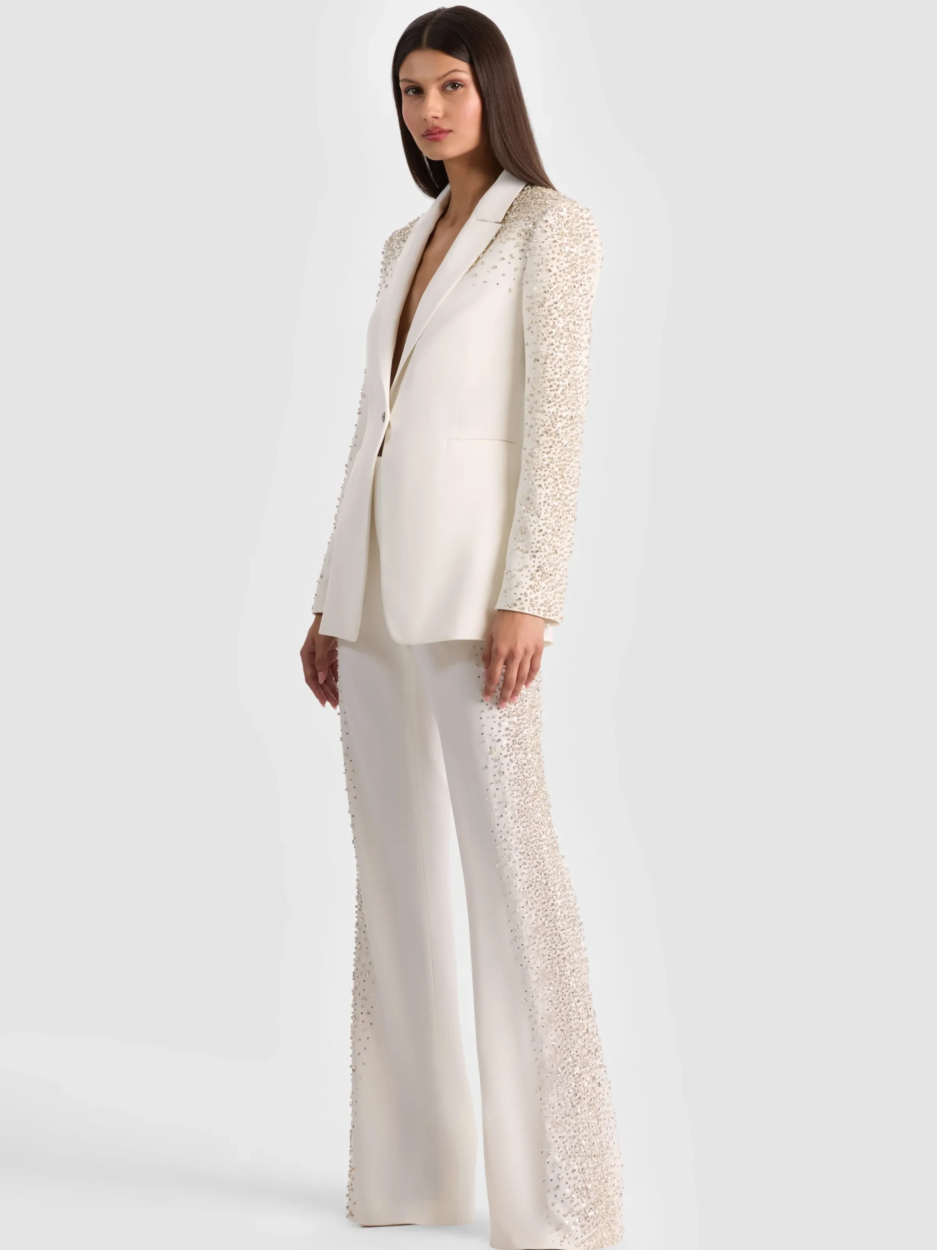 Alice and Olivia BLAZERS*BREANN EMBELLISHED FITTED BLAZER MAYA CHARCOAL BLACK