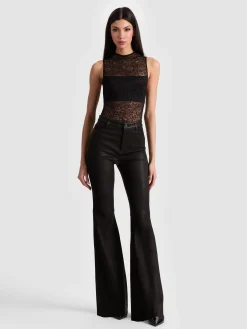 Alice and Olivia LEATHER AND SUEDE*BRENT LEATHER BELL PANT