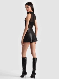 Alice and Olivia SHORTS*CADY LEATHER SHORT WHITE