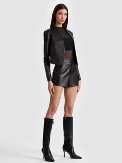 Alice and Olivia SHORTS*CADY LEATHER SHORT WHITE