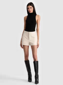 Alice and Olivia SHORTS*CADY LEATHER SHORT BLACK