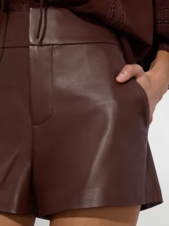 Alice and Olivia SHORTS*CADY LEATHER SHORT BLACK