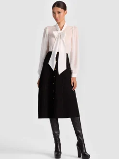 Alice and Olivia MIDI*CALICA SUEDE MIDI SKIRT OXBLOOD