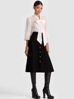 Alice and Olivia MIDI*CALICA SUEDE MIDI SKIRT OXBLOOD