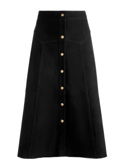 Alice and Olivia MIDI*CALICA SUEDE MIDI SKIRT OXBLOOD