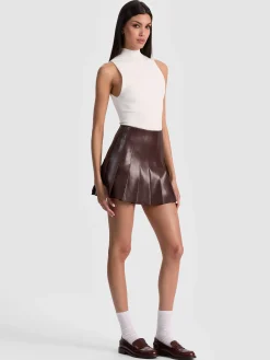 Alice and Olivia MINI*CARTER VEGAN MINI SKIRT BLACK