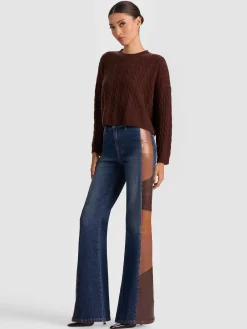 Alice and Olivia PULLOVERS*CECILIE CASHMERE CABLEKNIT PULLOVER BLACK