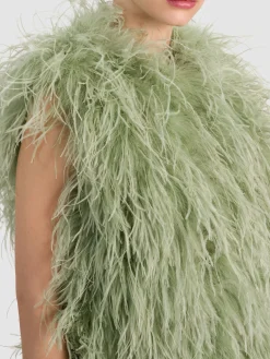 Alice and Olivia JACKETS*CHANDA FEATHERED VEST DARK CHOCOLATE