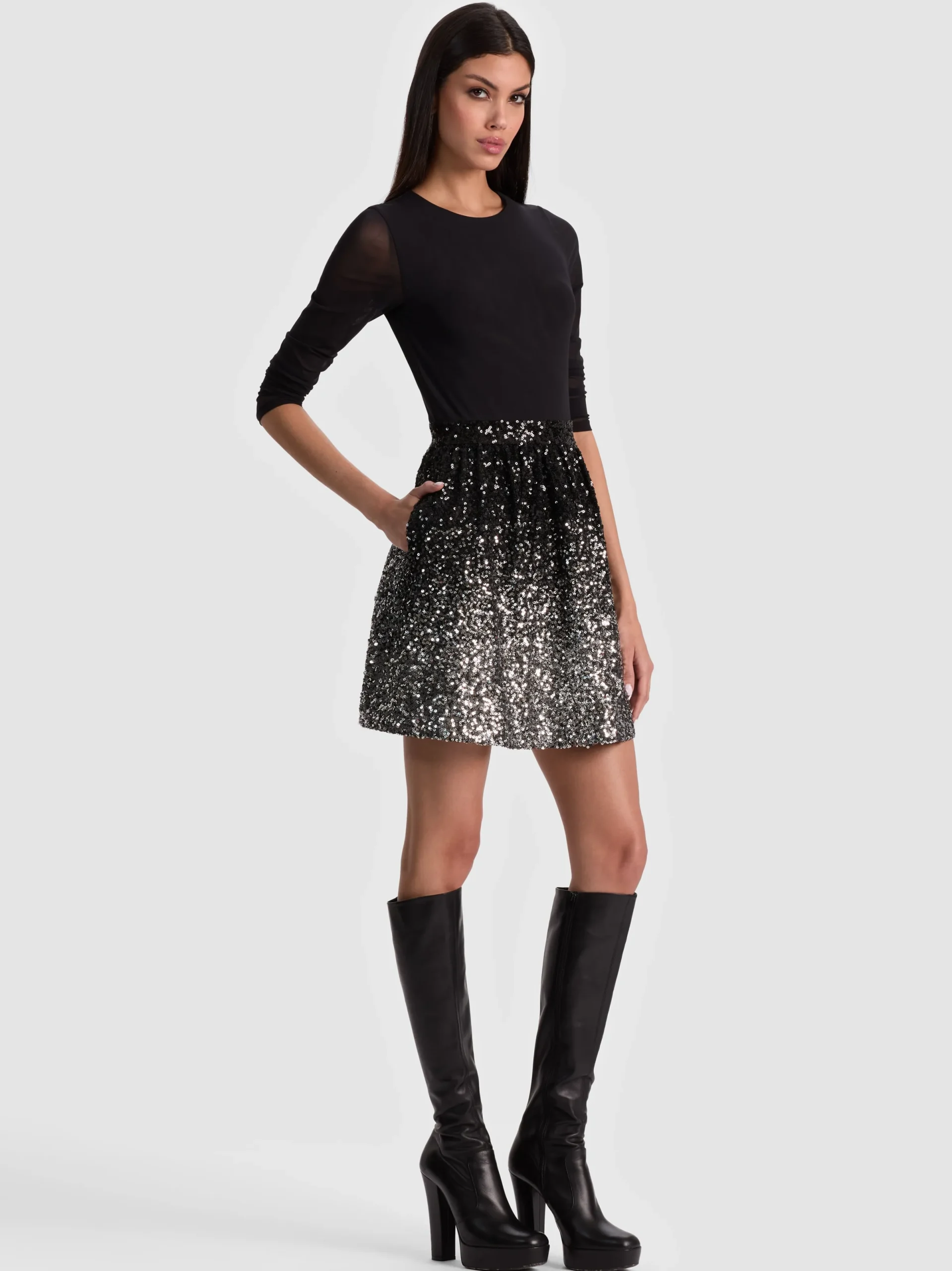 Alice and Olivia MINI*CHARA EMBELLISHED MINI DRESS