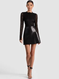 Alice and Olivia MINI*CHARA LACE MINI DRESS