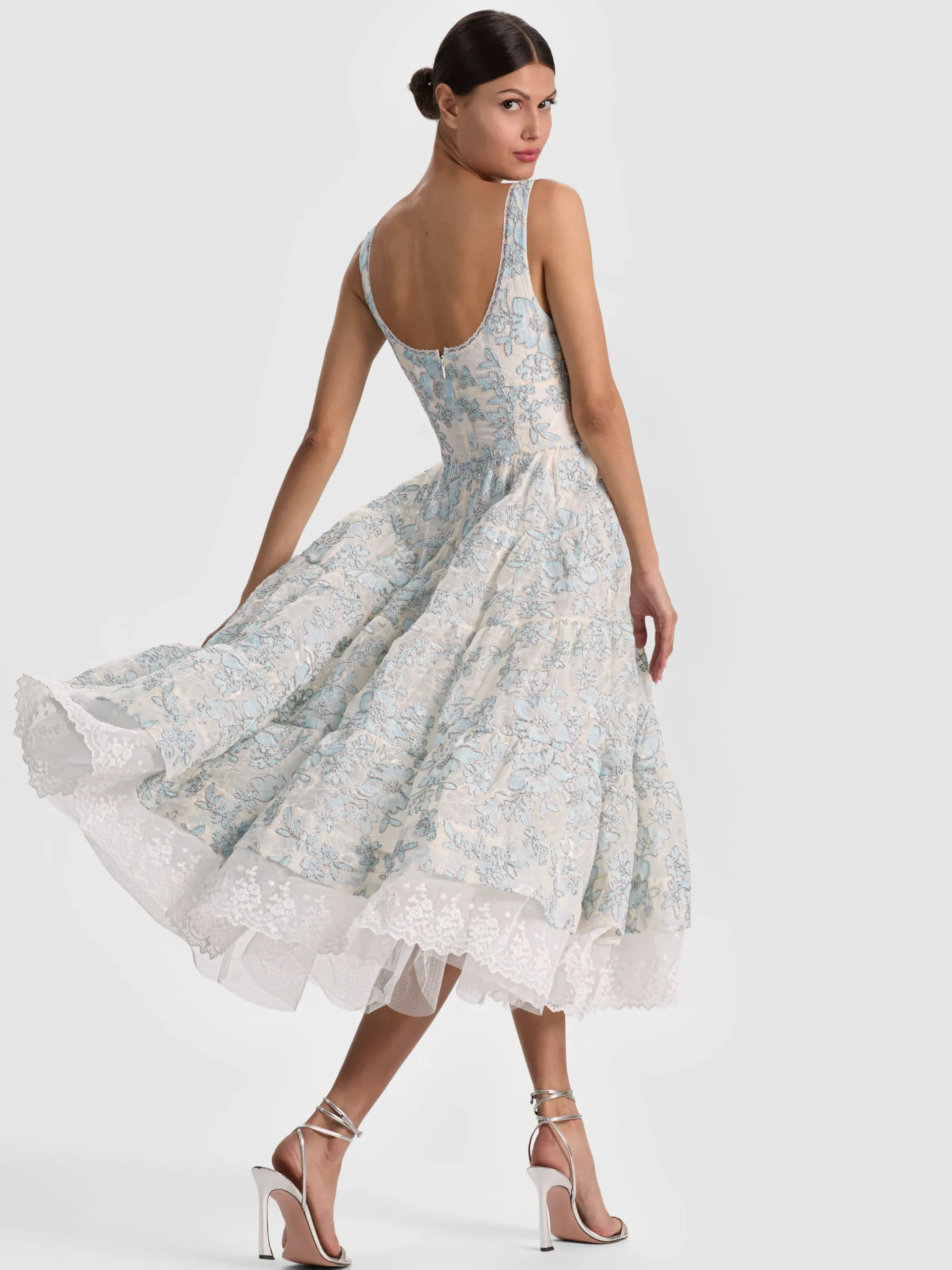 Alice and Olivia MIDI*CHARLOTTE LACE MIDI DRESS