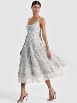 Alice and Olivia MIDI*CHARLOTTE LACE MIDI DRESS