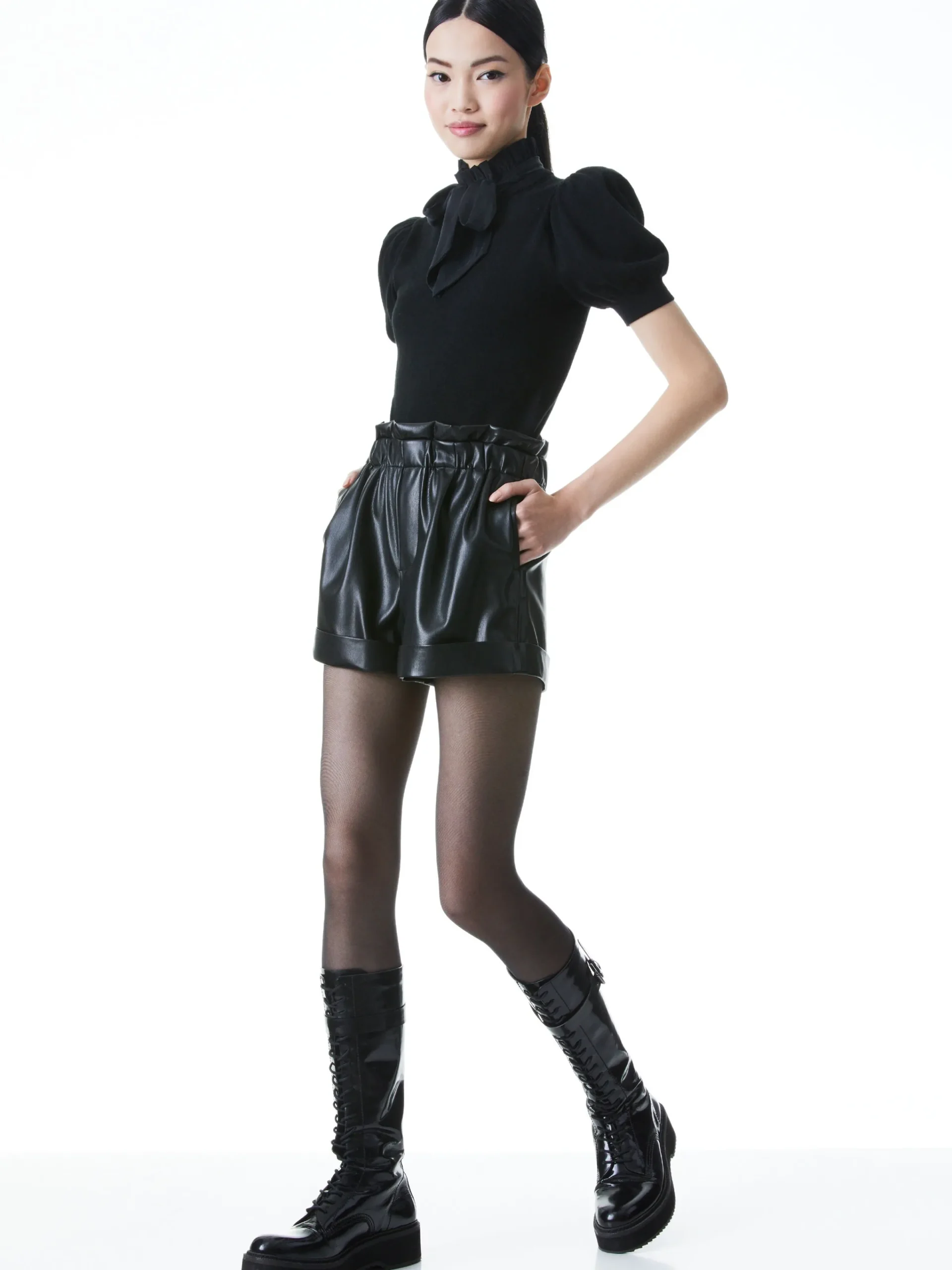 Alice and Olivia PULLOVERS*CHASE PUFF SLEEVE SWEATER CAMEL