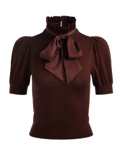 Alice and Olivia PULLOVERS*CHASE PUFF SLEEVE SWEATER BLACK