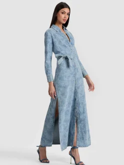 Alice and Olivia MAXI*CHASSIDY DENIM SHIRT DRESS